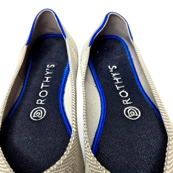 Rothy's Birdseye Round Flats Women's Grey Slip On Washable Everyday Casual W8
