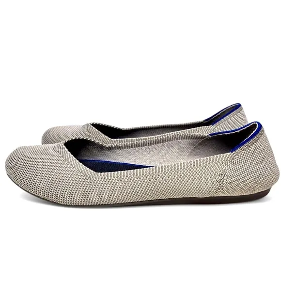 Rothy's Birdseye Round Flats Women's Grey Slip On Washable Everyday Casual W8