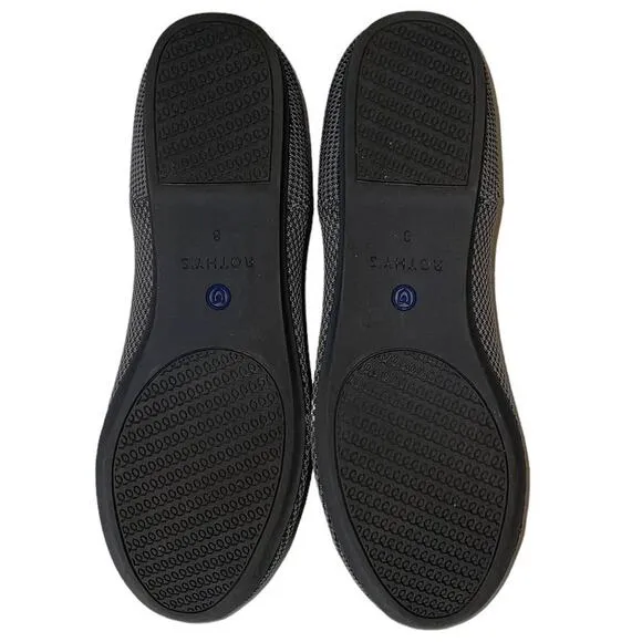 Rothys Birdseye Round Toe Charcoal Gray Pebble Flats Size 8W