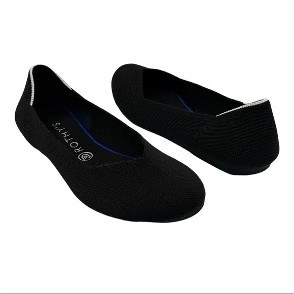 Rothy's Black Round Toe Slip On Ballet Flats Size 10.5 Women’s