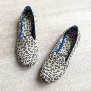 Rothy's Black/Tan Spotted Leopard Animal Print Flat Round Toe Loafers, sz 8