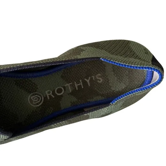 ROTHY'S Camo Olive Green Machine Washable Loafer Flat Size 9 NWOT