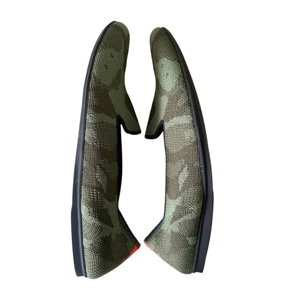 ROTHY'S Camo Olive Green Machine Washable Loafer Flat Size 9 NWOT