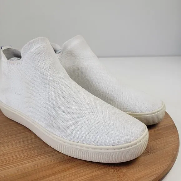 Rothys Chelsea Boots Womens Size 10 Bright White Fabric Mid Top Pull On Booties