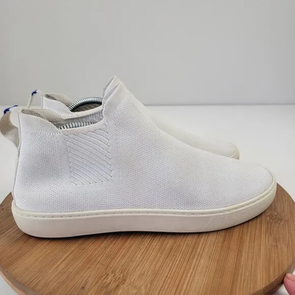Rothys Chelsea Boots Womens Size 10 Bright White Fabric Mid Top Pull On Booties