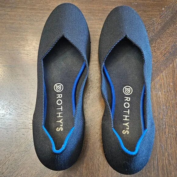 Rothys Flats Womens Size 9 Black Round Toe Slip On Shoe Washable Comfort Stretch