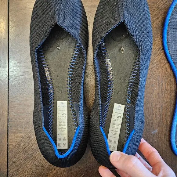 Rothys Flats Womens Size 9 Black Round Toe Slip On Shoe Washable Comfort Stretch