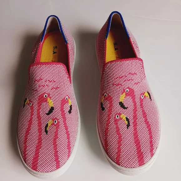 Rothy's Flock Together Flamingo Sneakers Size 4