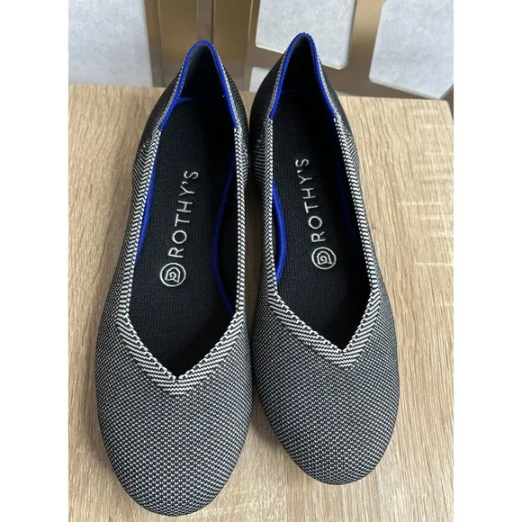 Rothys Grey Birdseye sz 8 Classic Ballet Round Toe Shoe Flat Knit loafers shoes