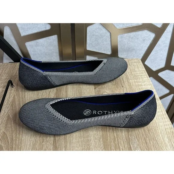 Rothys Grey Birdseye sz 8 Classic Ballet Round Toe Shoe Flat Knit loafers shoes
