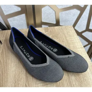 Rothys Grey Birdseye sz 8 Classic Ballet Round Toe Shoe Flat Knit loafers shoes