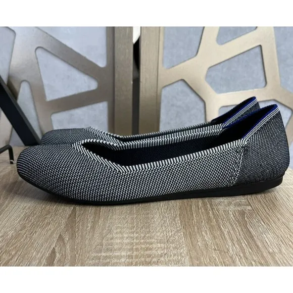 Rothys Grey Birdseye sz 8 Classic Ballet Round Toe Shoe Flat Knit loafers shoes