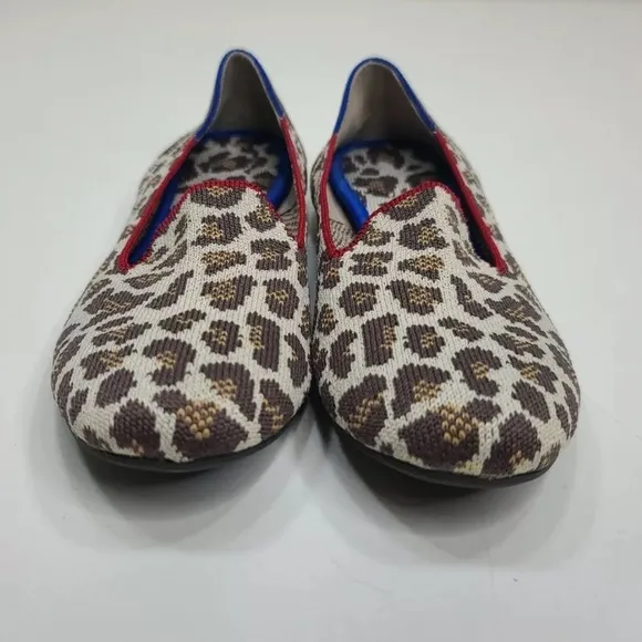Rothys Mocha Spot Animal Leopard Print Round Toe Flat Shoe Loafers Size …