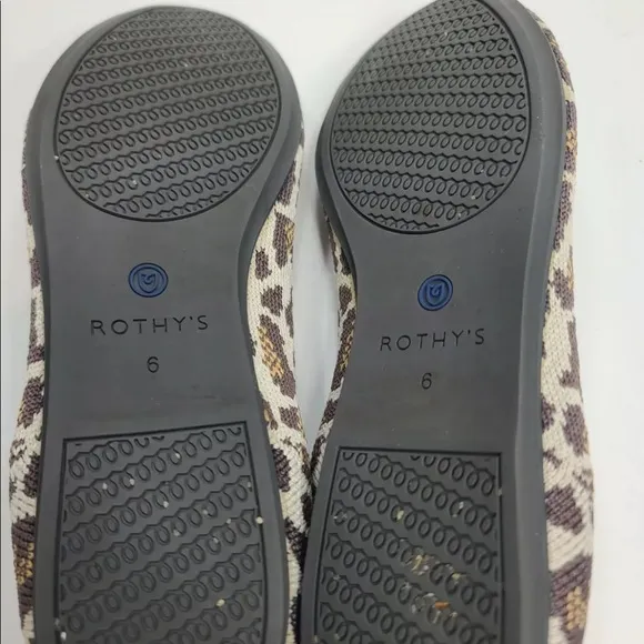 Rothys Mocha Spot Animal Leopard Print Round Toe Flat Shoe Loafers Size …