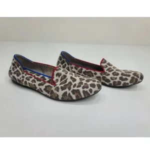 Rothys Mocha Spot Animal Leopard Print Round Toe Flat Shoe Loafers Size …