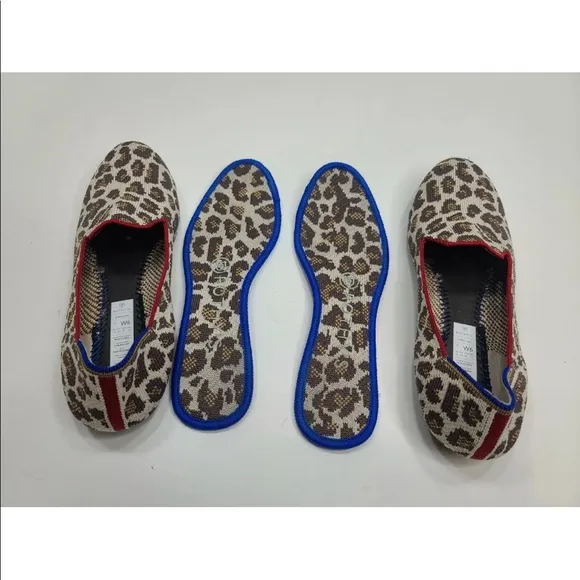 Rothys Mocha Spot Animal Leopard Print Round Toe Flat Shoe Loafers Size …