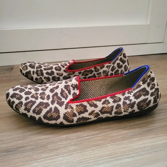 Rothy’s Mocha Spot Loafers Round Toe Flat Ballet Knit size 8