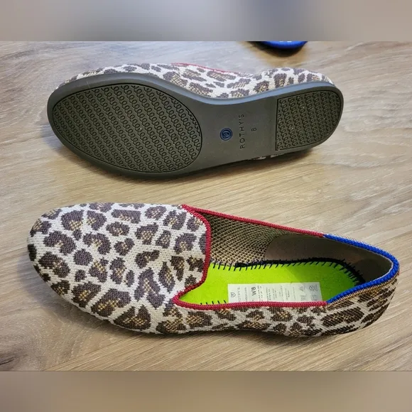Rothy’s Mocha Spot Loafers Round Toe Flat Ballet Knit size 8