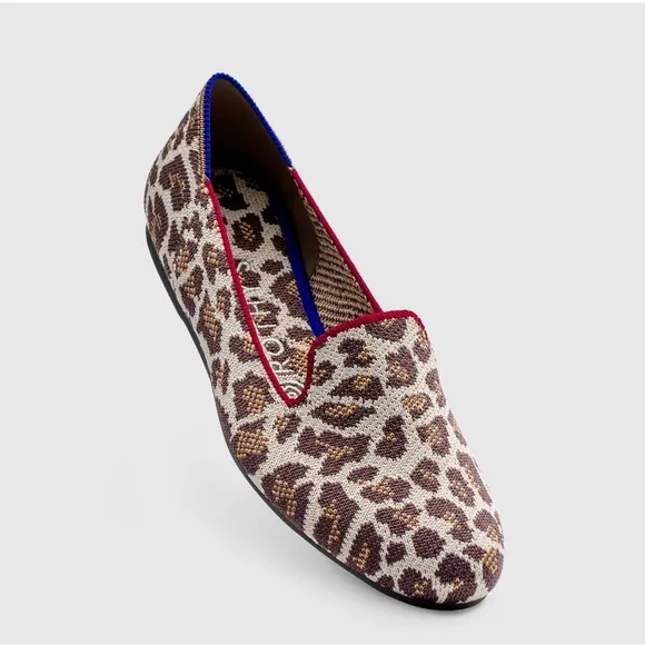 Rothy’s Mocha Spot Mule Loafer Red Stripe Flat Ballet Knit Shoes Women's Animal