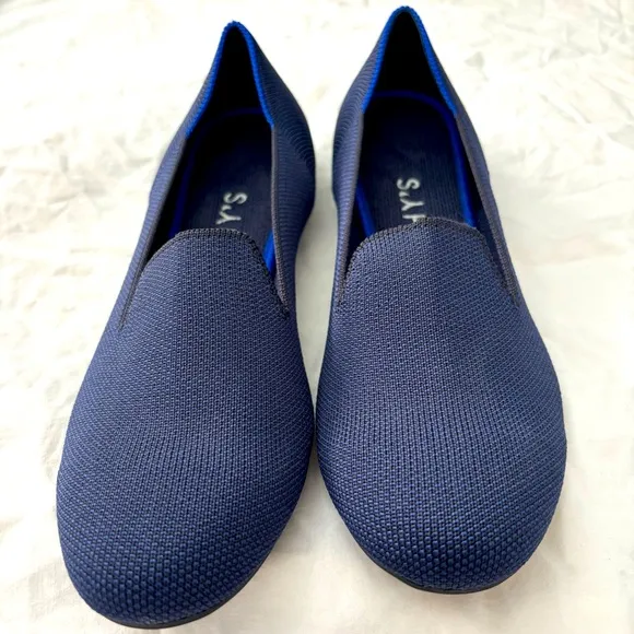 Rothy’s Navy Blue The Loafer Classic Knit Fabric Slip On Flats US 7 New Without