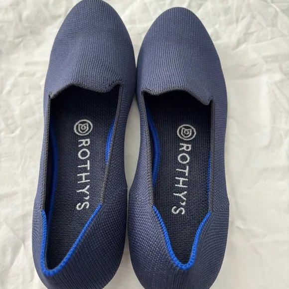 Rothy’s Navy Blue The Loafer Classic Knit Fabric Slip On Flats US 7 New Without