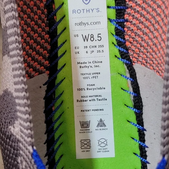 Rothy's NWOB the point in Taupe Camo orange stripe