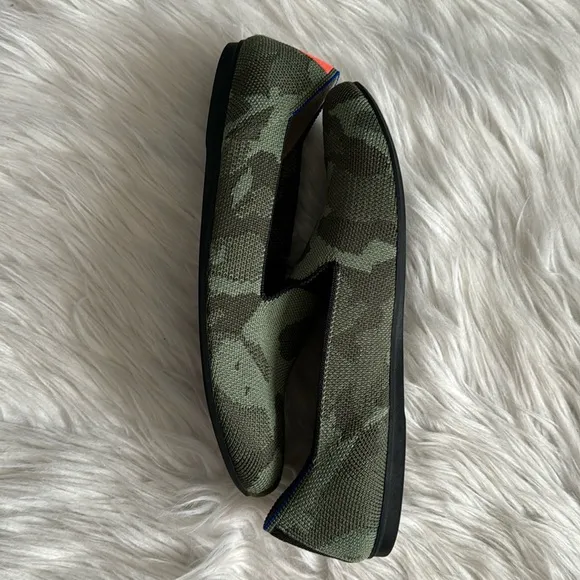 Rothy's Olive Green Camo Round Toe Loafers Size 8