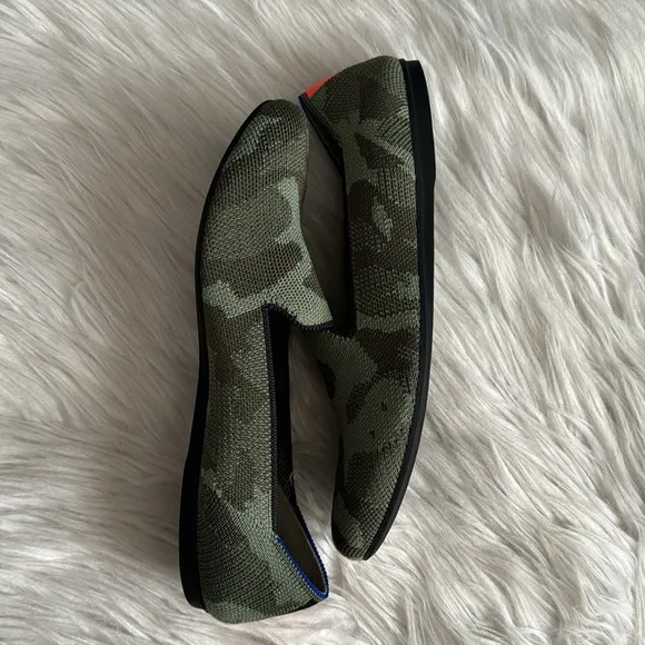 Rothy's Olive Green Camo Round Toe Loafers Size 8