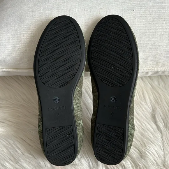Rothy's Olive Green Camo Round Toe Loafers Size 8
