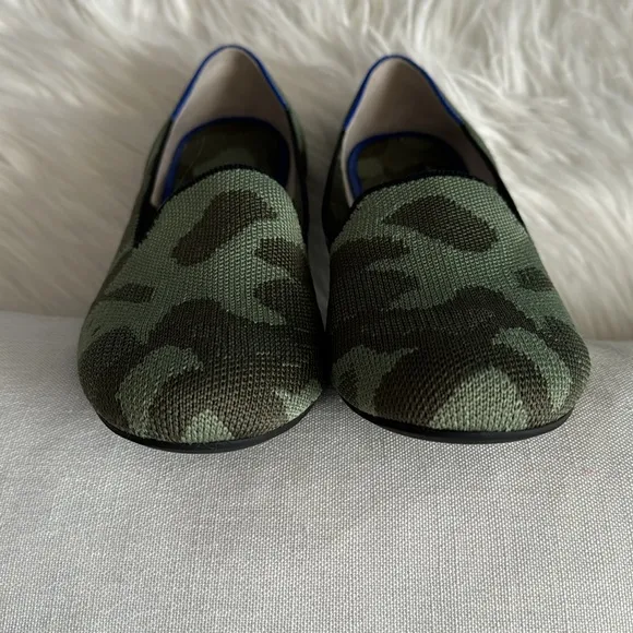 Rothy's Olive Green Camo Round Toe Loafers Size 8