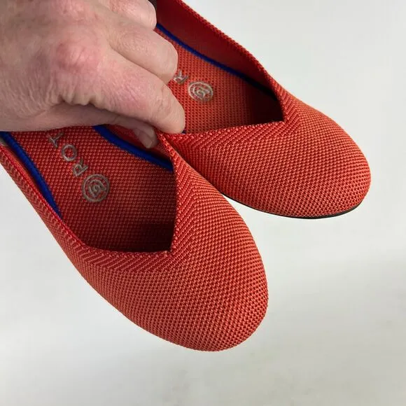 Rothys Retired Marina Women's 6 Persimmon Orange Slip-On Round Toe Ballet Flats