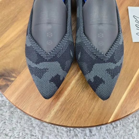 Rothy's Retired The Point Dark Camo Gray Casual Lifestyle Daily Flats Womens 6.5
