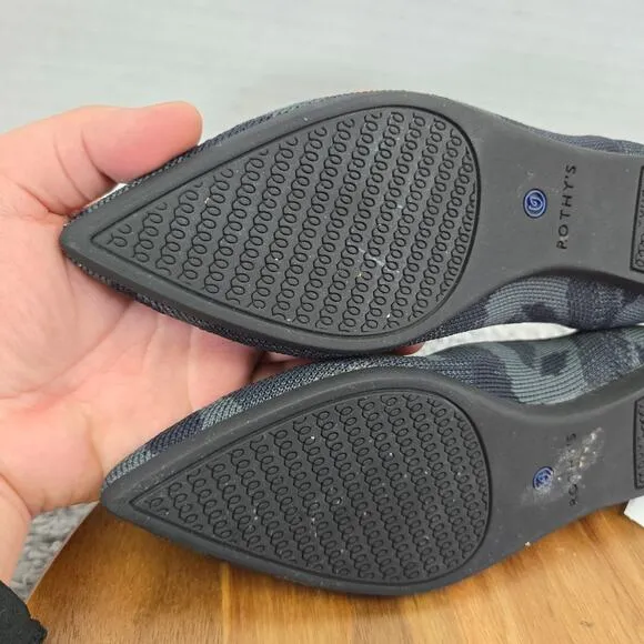 Rothy's Retired The Point Dark Camo Gray Casual Lifestyle Daily Flats Womens 6.5