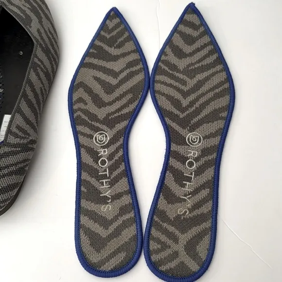 Rothy’s Size 11 The Point Zebra Striped Slip on Flats Retired