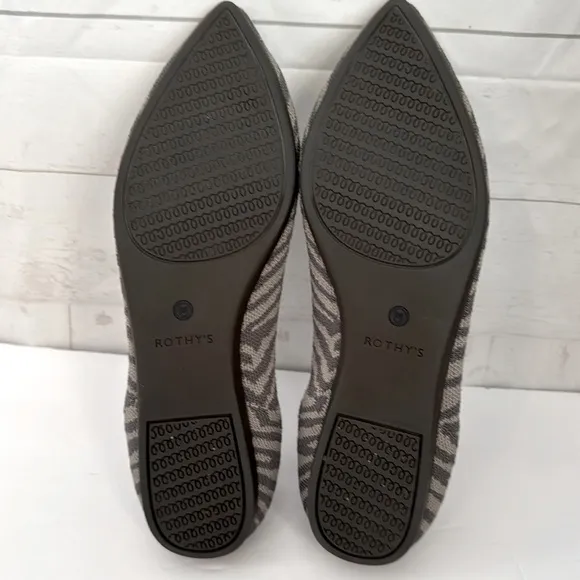 Rothy’s Size 11 The Point Zebra Striped Slip on Flats Retired