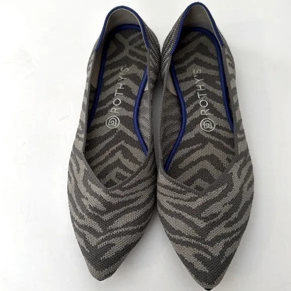 Rothy’s Size 11 The Point Zebra Striped Slip on Flats Retired