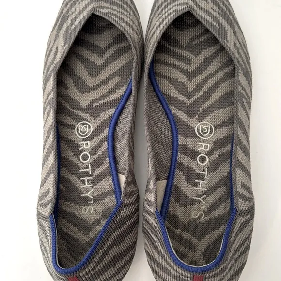 Rothy’s Size 11 The Point Zebra Striped Slip on Flats Retired