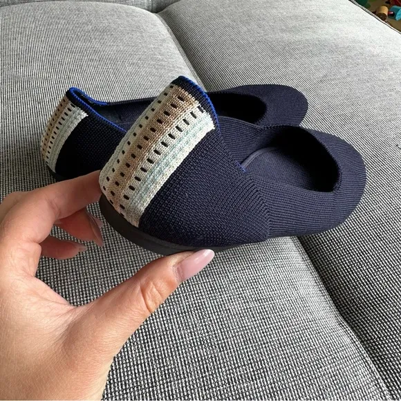 Rothy’s Square Flats Deep Navy Size 8.5 Women’s Washable Lightweight Breathable
