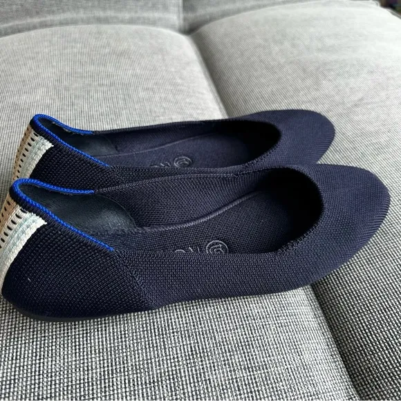 Rothy’s Square Flats Deep Navy Size 8.5 Women’s Washable Lightweight Breathable