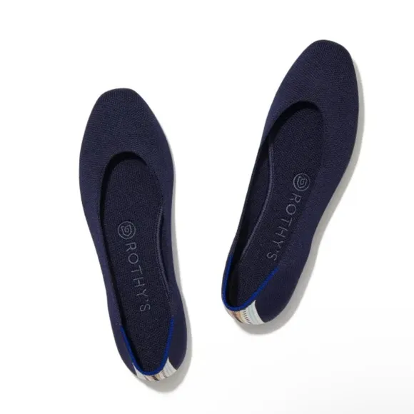 Rothy’s Square Flats Deep Navy Size 8.5 Women’s Washable Lightweight Breathable