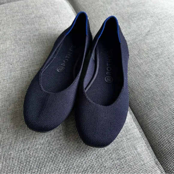 Rothy’s Square Flats Deep Navy Size 8.5 Women’s Washable Lightweight Breathable