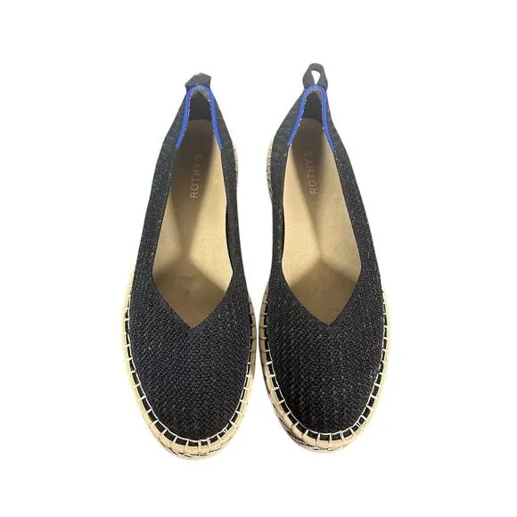 Rothy’s The Espadrille Black Flats Size 12.5 Sustainable Slip-On ShoesComfort