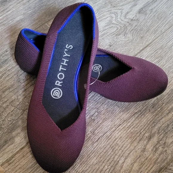 Rothy's The Flat Ballet Flats Shoes Slip On Plum Purple Sustainable Eco Friendly