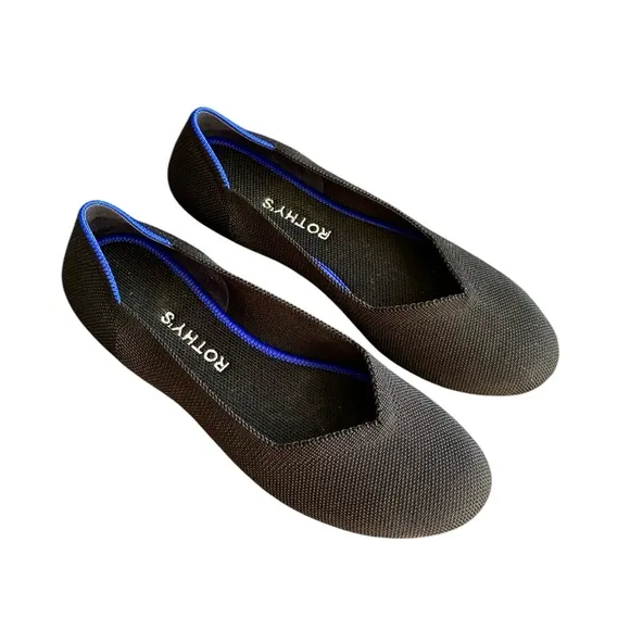 Rothy's “The Flat” Black Round Toe Knit Flats
