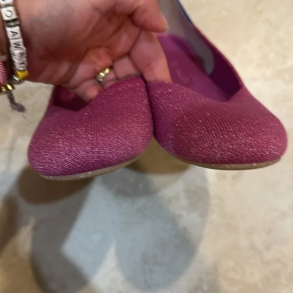 Rothy's The Flat In Bloom Metallic Purple Ballet Shoe 10 slip on flats