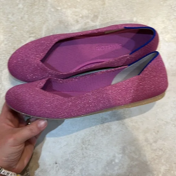 Rothy's The Flat In Bloom Metallic Purple Ballet Shoe 10 slip on flats