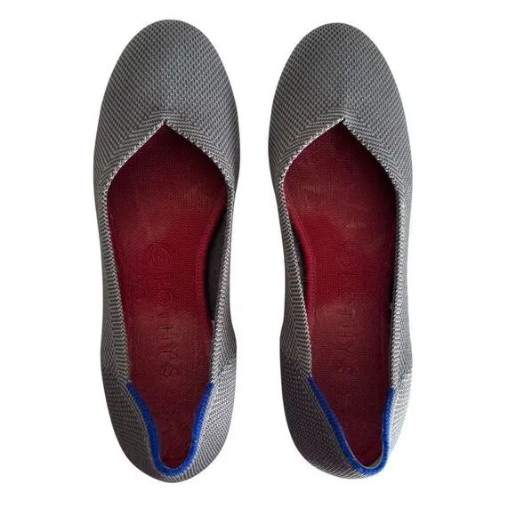 ROTHYS The Flat Pebble Knit Rounded Toe Ballet Flats Slip On Shoes