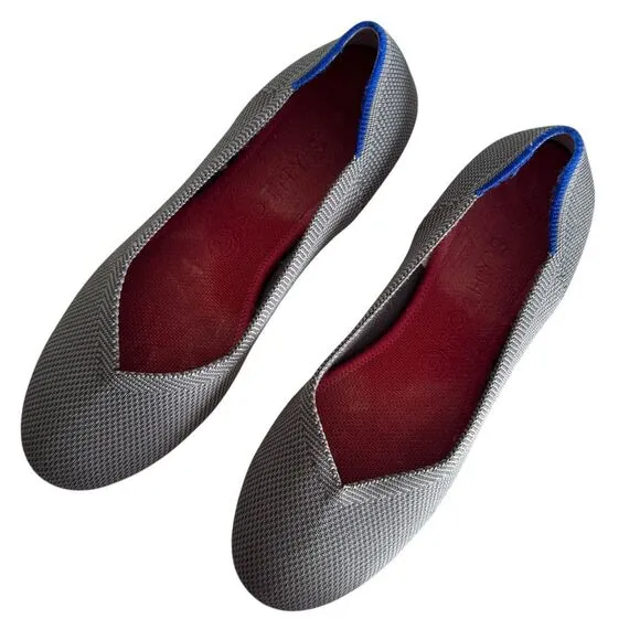 ROTHYS The Flat Pebble Knit Rounded Toe Ballet Flats Slip On Shoes