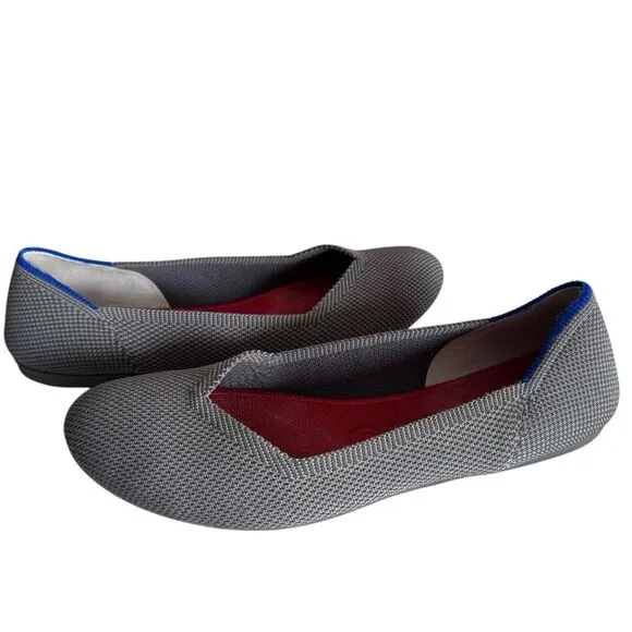 ROTHYS The Flat Pebble Knit Rounded Toe Ballet Flats Slip On Shoes