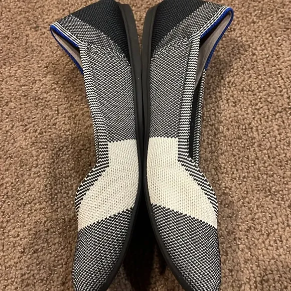 Rothy's the flat plaid black white size 8 slip on flats